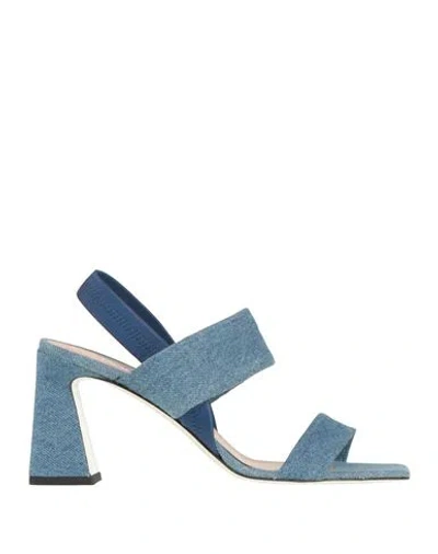 Pollini Woman Sandals Blue Size 7 Textile Fibers