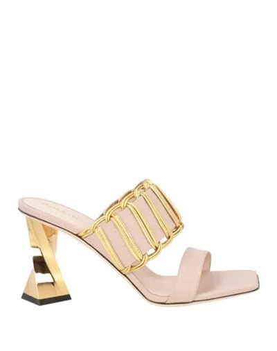 Pollini Woman Sandals Blush Size 7 Calfskin In Multi