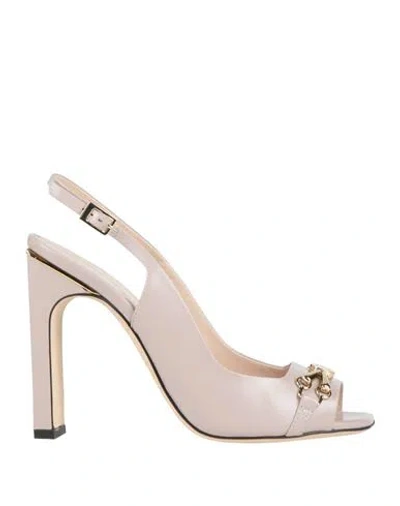 Pollini Woman Sandals Blush Size 7 Calfskin In Neutral