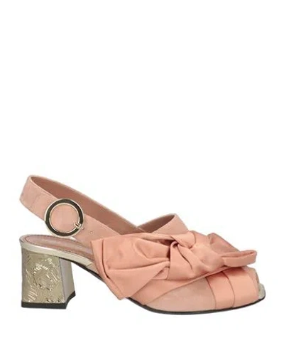 Pollini Woman Sandals Blush Size 7 Soft Leather, Textile Fibers In Pink