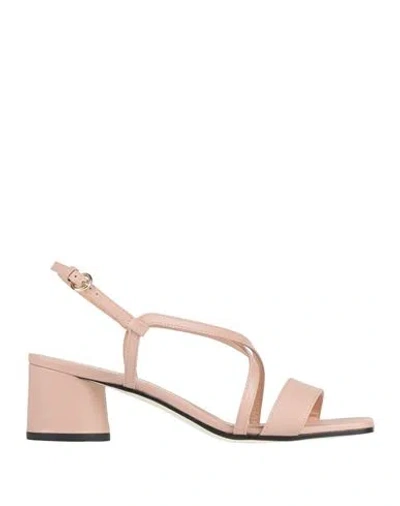Pollini Woman Sandals Blush Size 7.5 Calfskin In Neutral