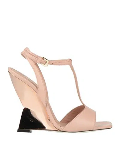 Pollini Woman Sandals Blush Size 8 Leather In Pink