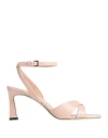 Pollini Woman Sandals Blush Size 8 Leather In Pink