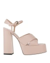 Pollini Woman Sandals Blush Size 8 Leather In Pink