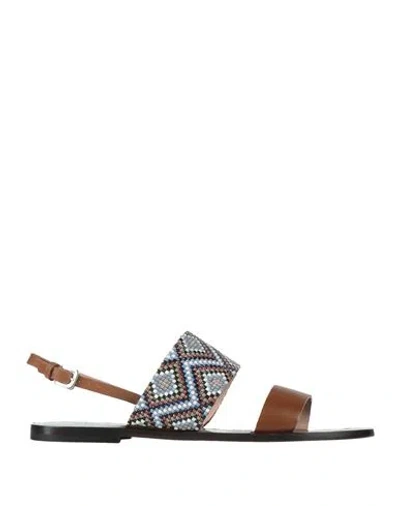 Pollini Woman Sandals Brown Size 6 Calfskin
