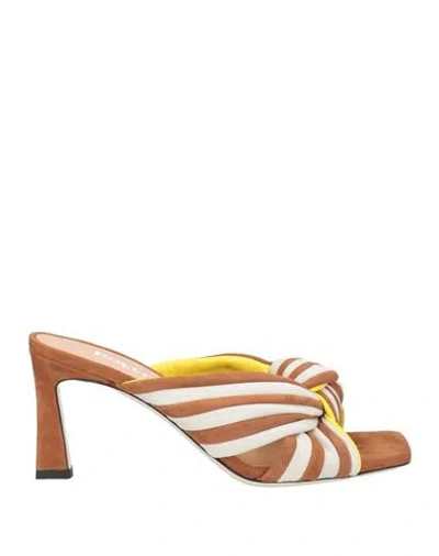 Pollini Woman Sandals Brown Size 7 Leather