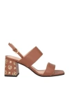 Pollini Woman Sandals Brown Size 8 Calfskin In Brown