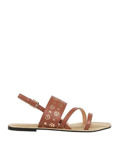 Pollini Woman Sandals Brown Size 8 Calfskin