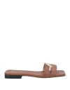 Pollini Woman Sandals Brown Size 8 Leather
