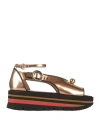 Pollini Woman Sandals Copper Size 8 Leather