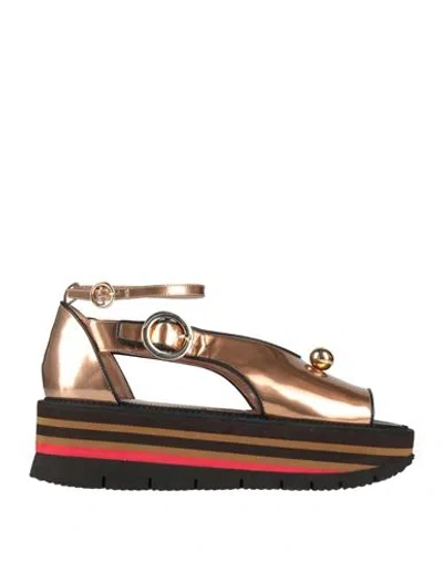 Pollini Woman Sandals Copper Size 8 Leather