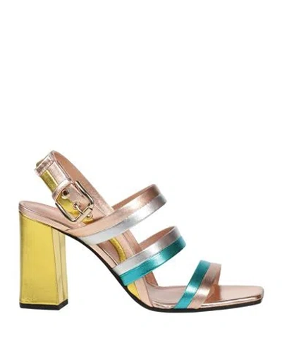 Pollini Woman Sandals Copper Size 8 Leather In Orange