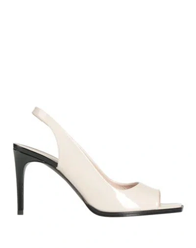 Pollini Woman Sandals Cream Size 6 Leather In White