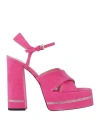 Pollini Woman Sandals Fuchsia Size 6 Leather In Pink