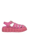 Pollini Woman Sandals Fuchsia Size 8 Leather In Pink