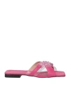 Pollini Woman Sandals Fuchsia Size 8 Leather, Plastic In Pink