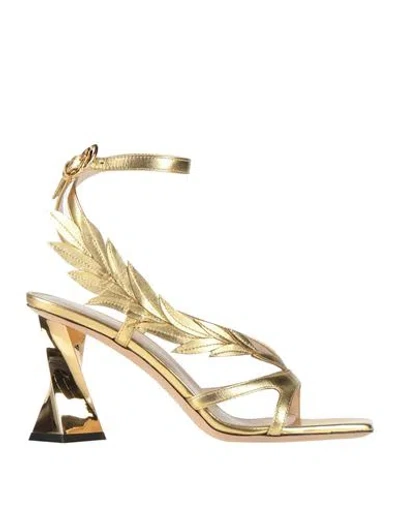 Pollini Woman Sandals Gold Size 6.5 Leather