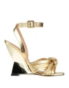 Pollini Woman Sandals Gold Size 8 Leather In Gold