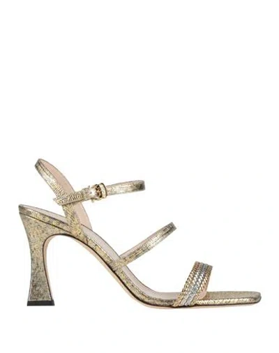 Pollini Woman Sandals Gold Size 7 Leather