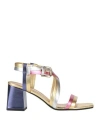 Pollini Woman Sandals Gold Size 8 Leather In Gold