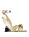 Pollini Woman Sandals Gold Size 8 Leather In Gold