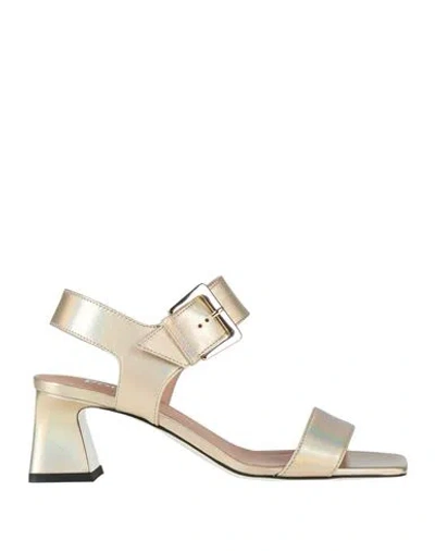 Pollini Woman Sandals Gold Size 8 Leather