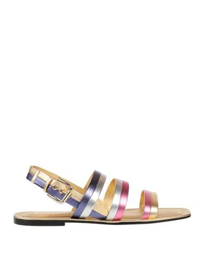 Pollini Woman Sandals Gold Size 8 Leather