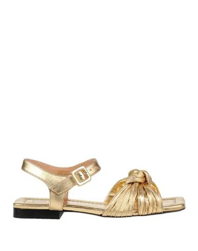 Pollini Woman Sandals Gold Size 8 Leather