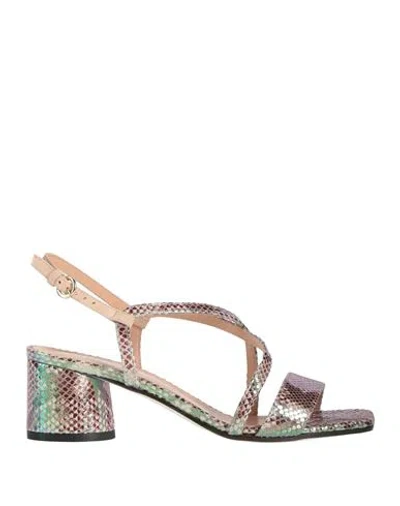 Pollini Woman Sandals Green Size 7 Leather
