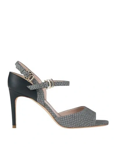 Pollini Woman Sandals Grey Size 8 Calfskin