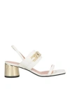 Pollini Woman Sandals Ivory Size 7 Leather In White
