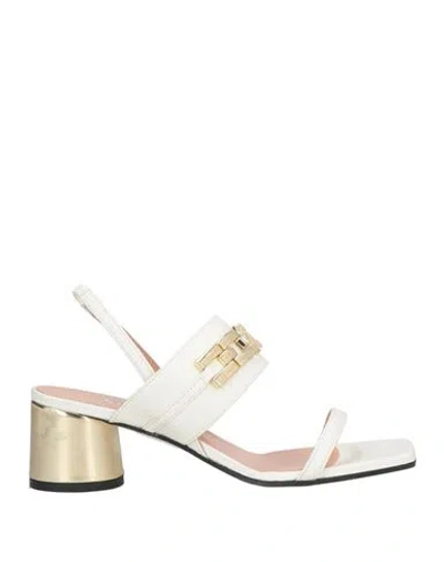 Pollini Woman Sandals Ivory Size 7 Leather In White