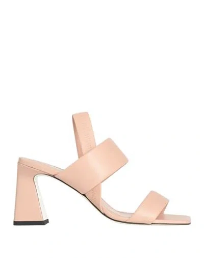 Pollini Woman Sandals Light Pink Size 8 Leather