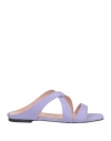 Pollini Woman Sandals Lilac Size 11 Leather In Purple