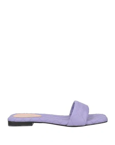 Pollini Woman Sandals Lilac Size 7 Leather In Purple