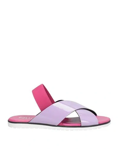 Pollini Woman Sandals Lilac Size 7 Polyurethane In Purple