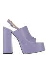 Pollini Woman Sandals Lilac Size 8 Leather In Purple