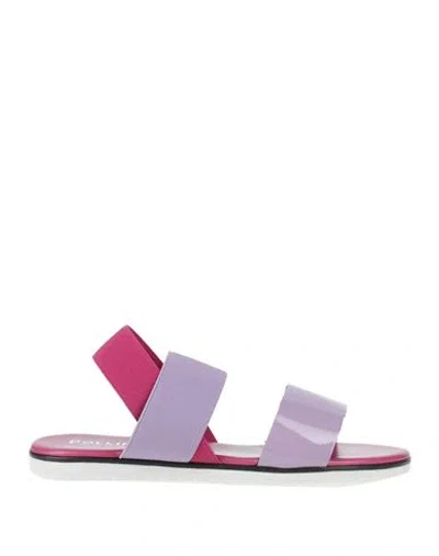 Pollini Woman Sandals Lilac Size 7 Polyurethane, Rubber In Purple