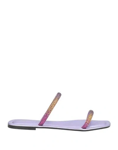 Pollini Woman Sandals Lilac Size 9 Leather In Multi