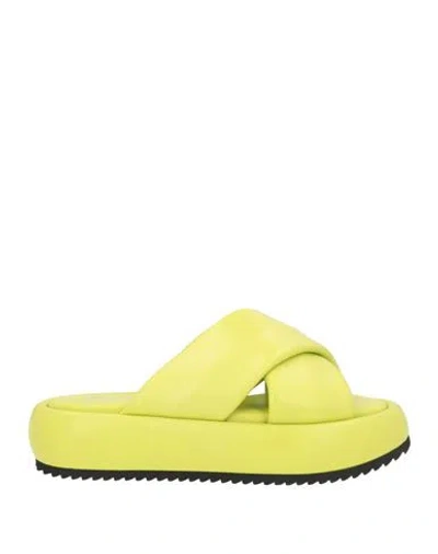 Pollini Woman Sandals Lime Green Size 9 Leather