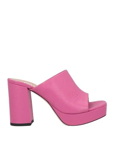 Pollini Woman Sandals Magenta Size 8 Leather