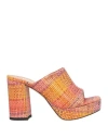 Pollini Woman Sandals Marigold Size 8 Leather In Yellow