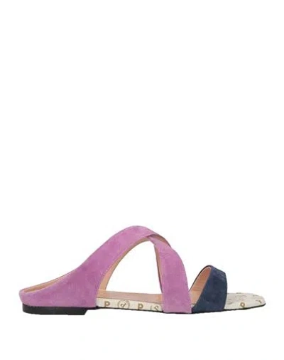 Pollini Woman Sandals Midnight Blue Size 11 Leather