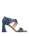 Pollini Woman Sandals Navy Size 7.5 Leather
