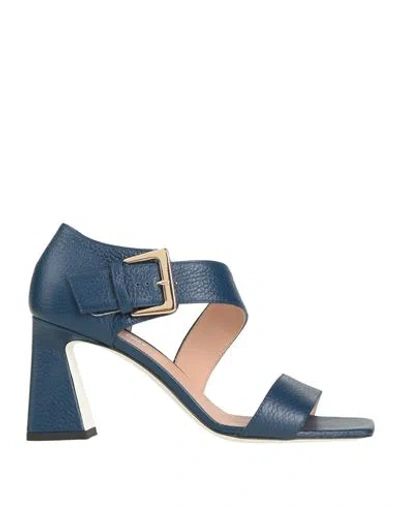 Pollini Woman Sandals Navy Size 7.5 Leather