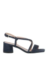 Pollini Woman Sandals Navy Size 8 Leather In Navy