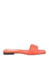 Pollini Woman Sandals Orange Size 6 Leather