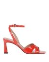 Pollini Woman Sandals Orange Size 7 Calfskin