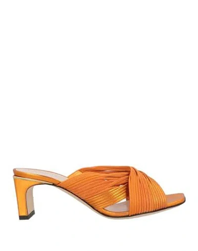 Pollini Woman Sandals Orange Size 8 Leather