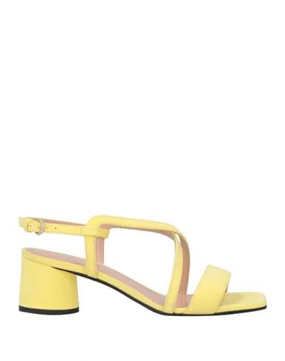 Pollini Woman Sandals Light Yellow Size 11 Leather